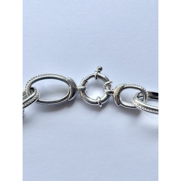 Arte d'Argento 925 Silver Hollow Rolo Cable Oval Chain Link Choker Necklace 18” - Picture 5 of 7